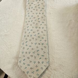 Bulgari Beige and Turquoise Designer Tie